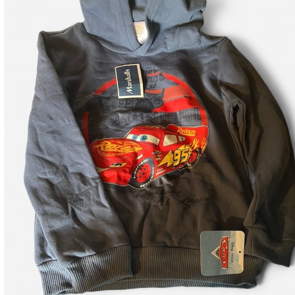 Gray blue Cars Hoodie with Lightning McQueen Graphic